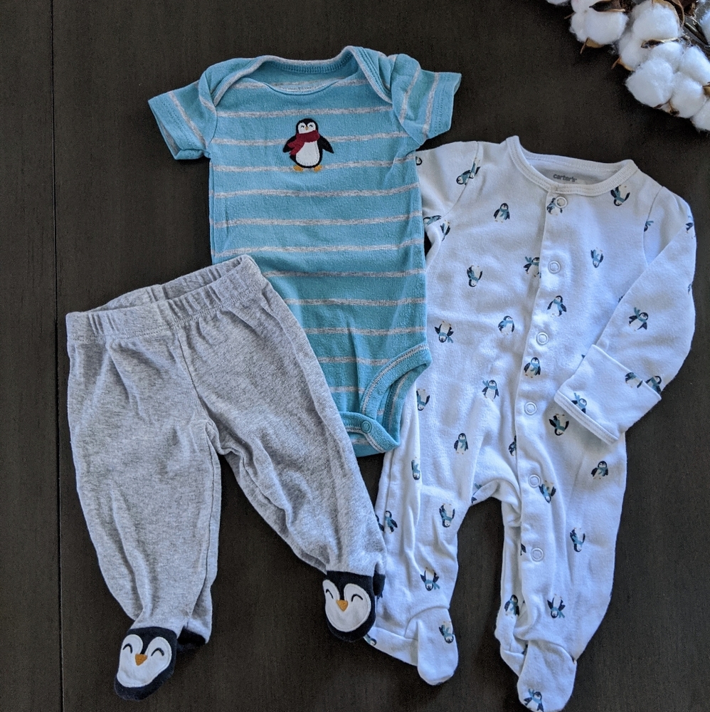 Carter's Newborn 3 Piece Penguin Sleep & Play Set